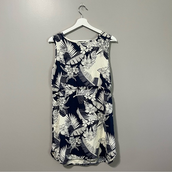 Palmwave Hawaii Sleeveless V-Neck Tropical Print Shift Dress Rayon Cinch Waist - Picture 9 of 13